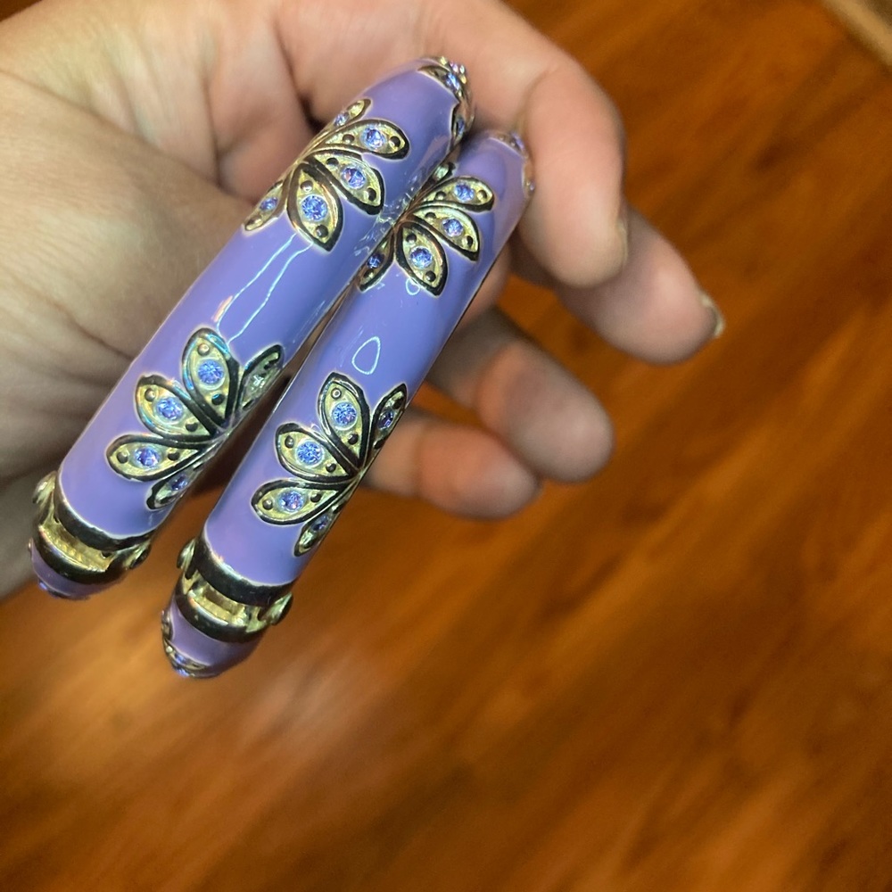 Purple enamel fashion bracelet set of 2 - Picture 3 of 5